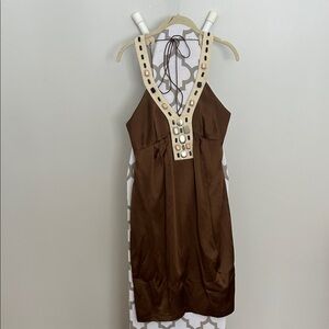 Barbara Bui Brown Mini Dress with Cream Accents